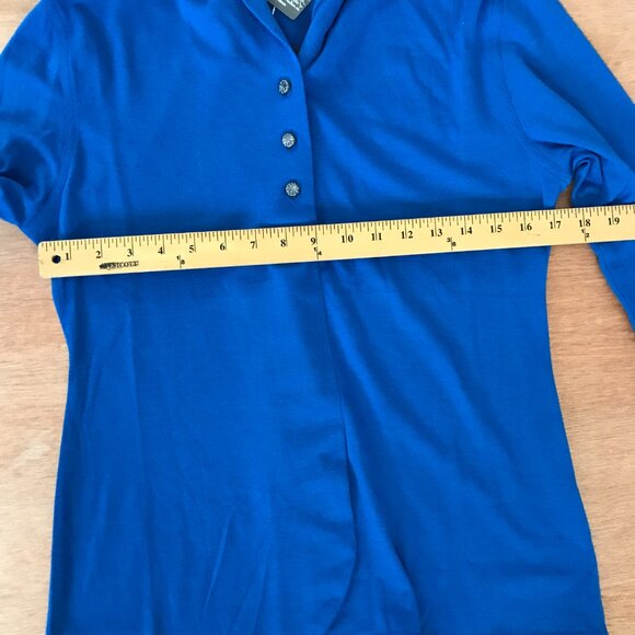 Umberto Ginocchietti 100% Wool Top Women Size 40 Blue Button Up Long Sleeve - Picture 9 of 13